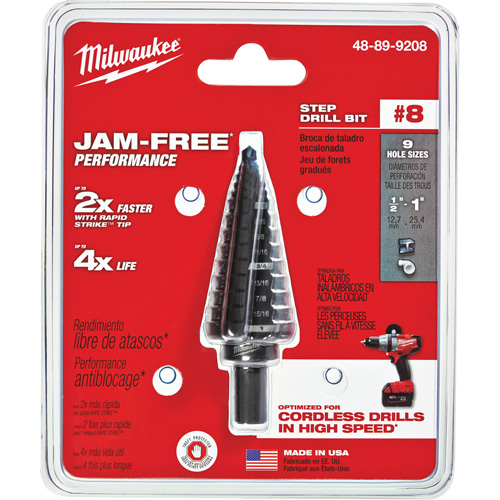 Foret &eacute;tag&eacute; no 8, 1/2" - 1", Incr&eacute;ments de 1/16", Acier rapide Planification Entrepots Molloy