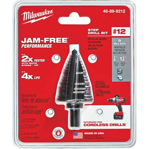 Foret &eacute;tag&eacute; no 12, 7/8" - 1-3/8", Acier rapide Planification Entrepots Molloy