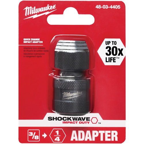 Adaptateur de douille carr&eacute;e &agrave; hexagonale pour tournevis &agrave; percussion Shockwave, Chocs, Prise 1/4", Douille 3/8", 1,875" lo Planification Entrepots Molloy