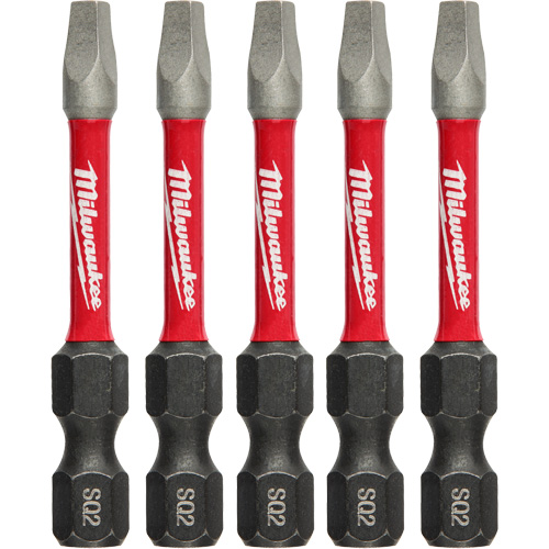 Tr&eacute;pans &agrave; choc Shockwave, Carr&eacute;e, Embout #2, Prise 1/4", Longueur 2" Planification Entrepots Molloy