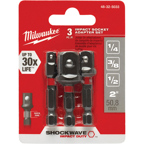 Jeu d'adaptateur de douilles &agrave; chocs Shockwave, 1/4" Prise, Sph&eacute;rique, 1-7/8" lo Planification Entrepots Molloy