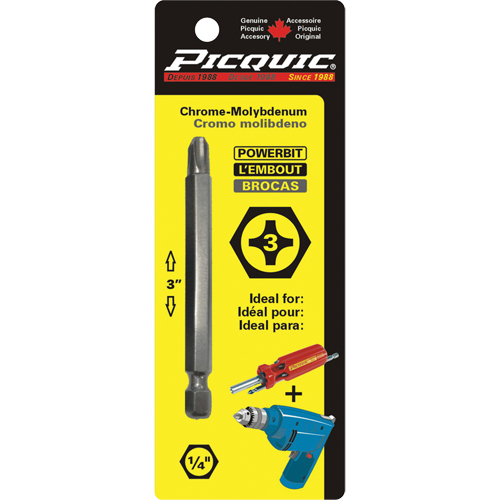 Powerbit, Phillips, #3 Tip, 1/4" Drive Size, 3" Length Planification Entrepots Molloy