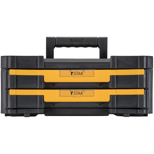 TSTAK&reg; IV Tool Box with Double Shallow Drawers, 16-1/4" x 12-1/4" x 6-3/8", Black Planification Entrepots Molloy