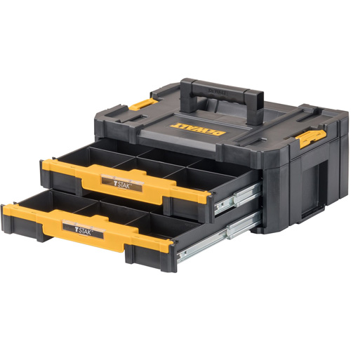 TSTAK&reg; IV Tool Box with Double Shallow Drawers, 16-1/4" x 12-1/4" x 6-3/8", Black Planification Entrepots Molloy