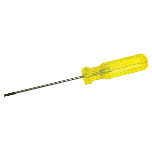 Tournevis &agrave; fente d'&eacute;lectricien, Tige de 1/8", Ronde, 7-1/4" lo, Prise en Plastique Planification Entrepots Molloy