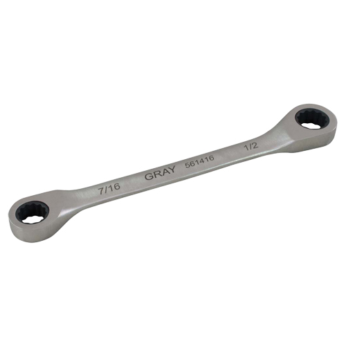 Double Box End Gear Ratcheting Wrench, 12 Point, 7/16" x 1/2", Plain Finish Planification Entrepots Molloy