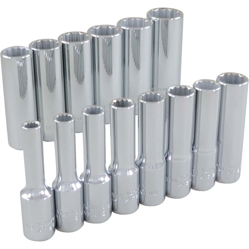 Socket Set, 14 Pcs, 3/8" Drive Size, Deep Planification Entrepots Molloy