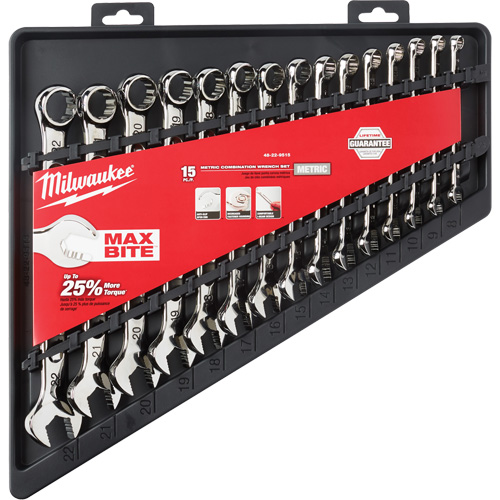 Wrench Set, Combination, 15 Pieces, Metric Planification Entrepots Molloy