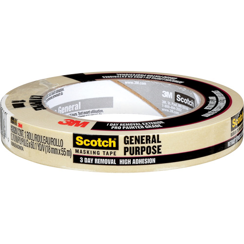Scotch&reg; Contractor Grade Masking Tape 2020, 18 mm (3/4") x 55 m (180'), Beige Planification Entrepots Molloy