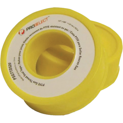 Gas & Oil PTFE Pipe Thread Tape, 12.7 mm (1/2") x 6.6 m (21.67'), Yellow Planification Entrepots Molloy