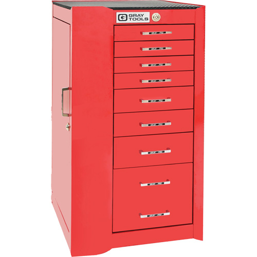Pro+ Left Side Rider Tool Cabinet, 8 Drawers, 19" W x 19" D x 36-1/2" H, Red Planification Entrepots Molloy