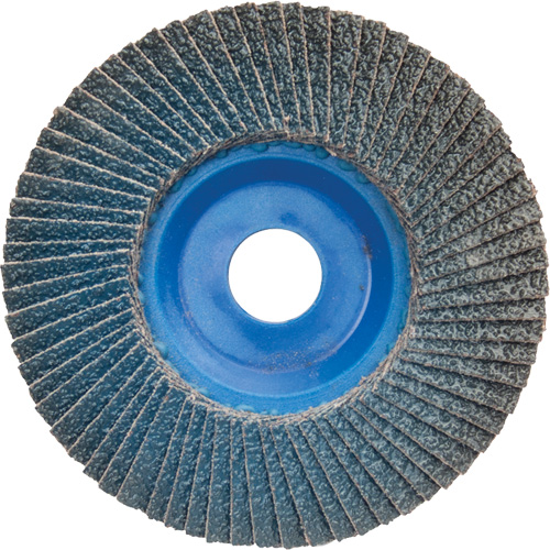 Disque &agrave; lamelles &agrave; grain grossier BlueFire, 5" x 7/8", Type 27, Grain 60, Alumine de zirconium Planification Entrepots Molloy