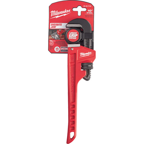 Cl&eacute; &agrave; tuyau, Cap des m&acirc;choires 1-1/2", Longueur 10", Fini Rev&ecirc;tement en poudre, Prise Ergonomique Planification Entrepots Molloy