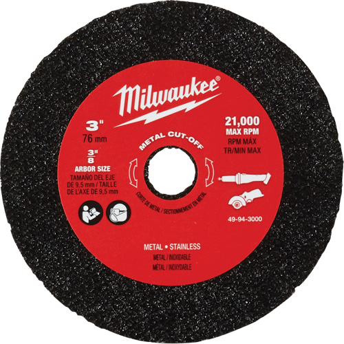 Meule de tronçonnage des m&eacute;taux, 3" x 0,04", Arbre 3/8" Planification Entrepots Molloy