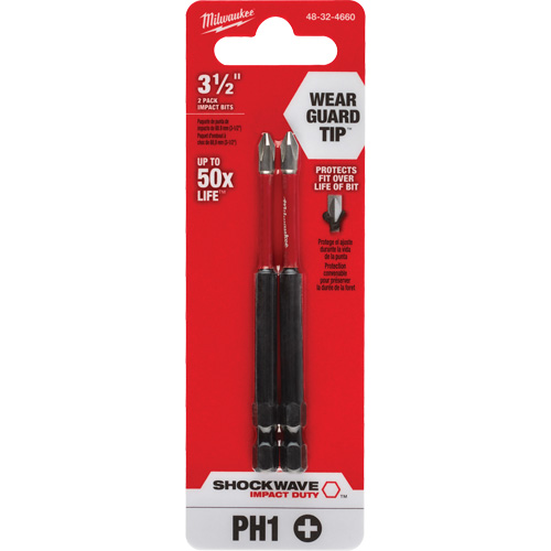 Embout de tournevis Shockwave Impact Duty, Phillips, Embout #1, Prise 1/4", Longueur 3-1/2" Planification Entrepots Molloy