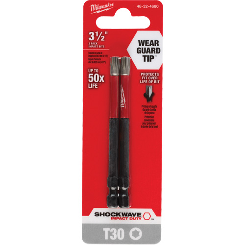 Embout de tournevis Shockwave Impact Duty, Torx, Embout T-30, Prise 1/4", Longueur 3-1/2" Planification Entrepots Molloy