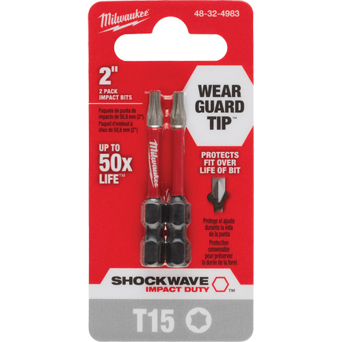 Embout de tournevis Shockwave Impact Duty, Torx, T-15, Prise 1/4" Planification Entrepots Molloy