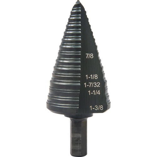 #12 Multi-Hole Step Drill Bit, 7/8" - 1-3/8" , 1/16" Increments, High Speed Steel Planification Entrepots Molloy