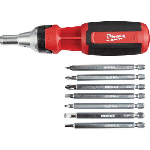 Tournevis &agrave; rochet 9 en 1 avec embouts multiples &agrave; carr&eacute; conducteur, 9-1/10" lo, Prise Coussin&eacute;e Planification Entrepots Molloy