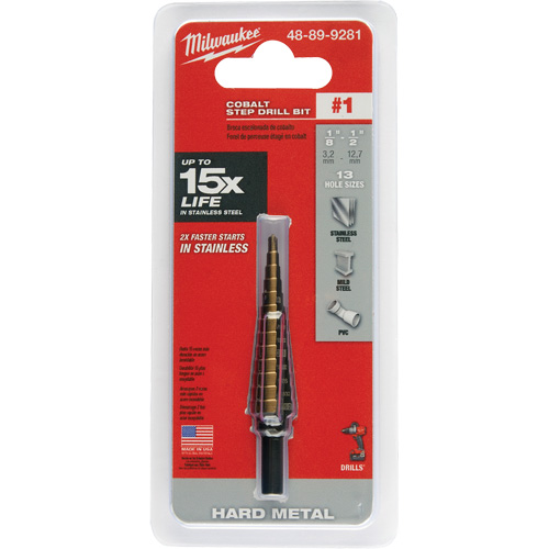 Foret &eacute;tag&eacute;, 1/8"/#1 - #1/1/2", Incr&eacute;ments de 1/32", Acier rapide au cobalt Planification Entrepots Molloy