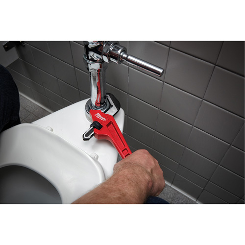 Cl&eacute; &agrave; tuyau hexagonale coud&eacute;e en acier, Cap des m&acirc;choires 2-5/8", Longueur 10-1/2", Fini Rev&ecirc;tement en poudre, Prise Ergonomique Planification Entrepots Molloy