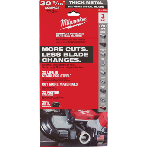 Lames-ruban pour coupes de m&eacute;taux extr&ecirc;mes, Acier rapide, 30-9/16" lo x 1/2" la x &eacute;paisseur 0,02", 8/10 dents par pouce Planification Entrepots Molloy