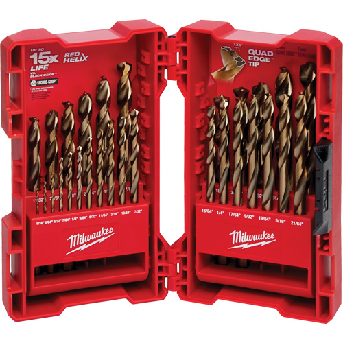 Red Helix Drill Bit Set, 29 Pieces, Cobalt Planification Entrepots Molloy
