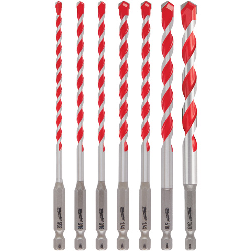 Shockwave Hammer Drill Bit Kit, 7 Pieces, Carbide Planification Entrepots Molloy