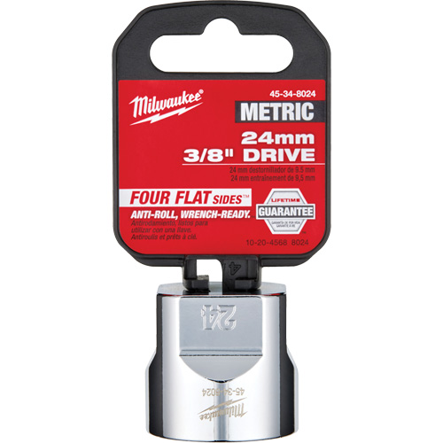 Metric Socket with Four Flat Sides, 24 mm, 3/8" Drive, 6 Points Planification Entrepots Molloy