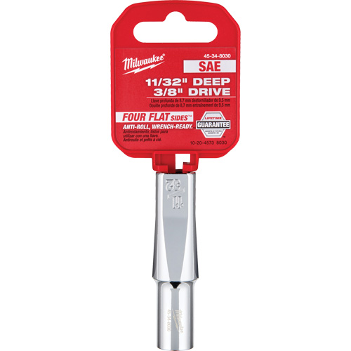 SAE Socket with Four Flat Sides, 11/32", 3/8" Drive, 6 Points, Deep Planification Entrepots Molloy