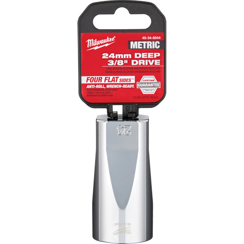 Metric Socket with Four Flat Sides, 24 mm, 3/8" Drive, 6 Points, Deep Planification Entrepots Molloy