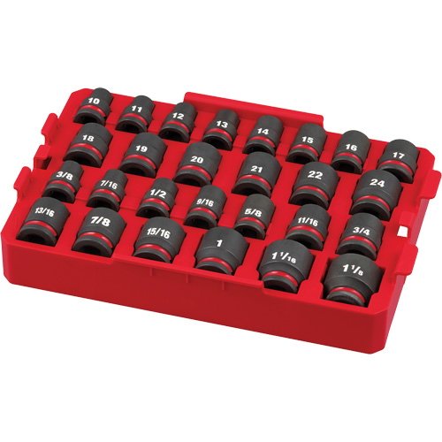 Jeu de douilles profondes 3/8" Shockwave Impact Duty Packout, 27 Mcx, Chocs, Prise de 1/2" Planification Entrepots Molloy