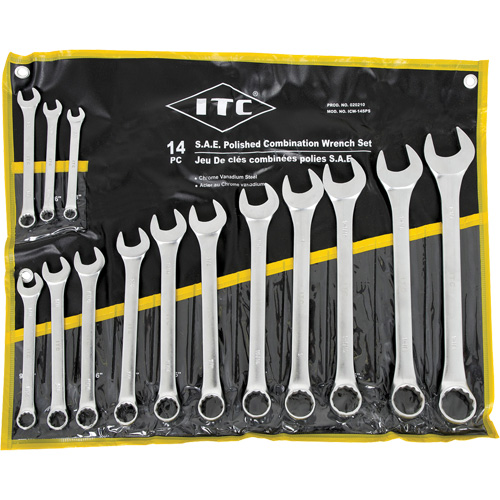 ICW-14PS Polished Wrench Set, Combination, 14 Pieces, Imperial Planification Entrepots Molloy