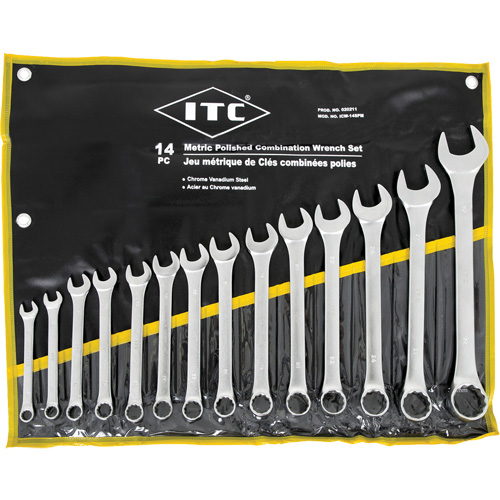 ICW-14PM Polished Wrench Set, Combination, 14 Pieces, Metric Planification Entrepots Molloy