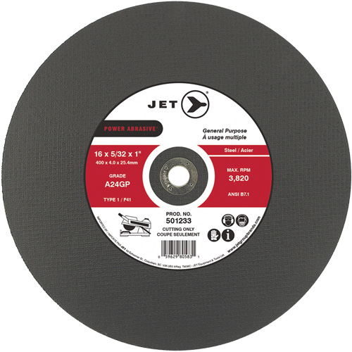 Meule &agrave; tronçonner Power Abrasive A24GP, 20" x 5/32", Arbre de 1", Type 1, 3000 Tr/min Planification Entrepots Molloy