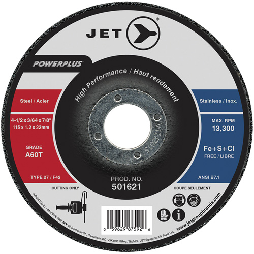 Meule &agrave; tronçonner PowerPlus A60T, 4-1/2" x 3/64", Arbre de 7/8", Type 27, 13 300 Tr/min Planification Entrepots Molloy