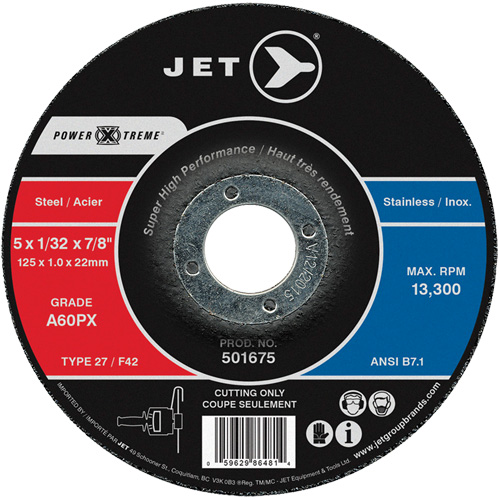Meule &agrave; tronçonner Power-Xtreme A60PX, 4-1/2" x 3/64", Arbre de 7/8", Type 27, 13 300 Tr/min Planification Entrepots Molloy