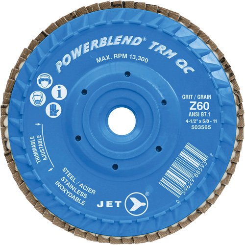 PowerBlend TRM QC Trimmable Flap Disc, 5" x 5/8"-11, Type 27, Z60 Grit, Zirconia Alumina Planification Entrepots Molloy
