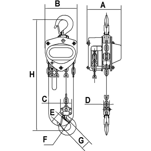 KCH Series Chain Hoists, 20' Lift, 2200 lbs. (1 tons) Capacity, Alloy Steel Chain Planification Entrepots Molloy