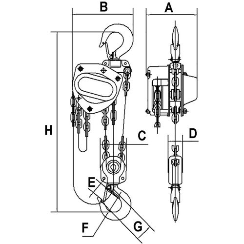 KCH Series Chain Hoists, 20' Lift, 6600 lbs. (3 tons) Capacity, Alloy Steel Chain Planification Entrepots Molloy