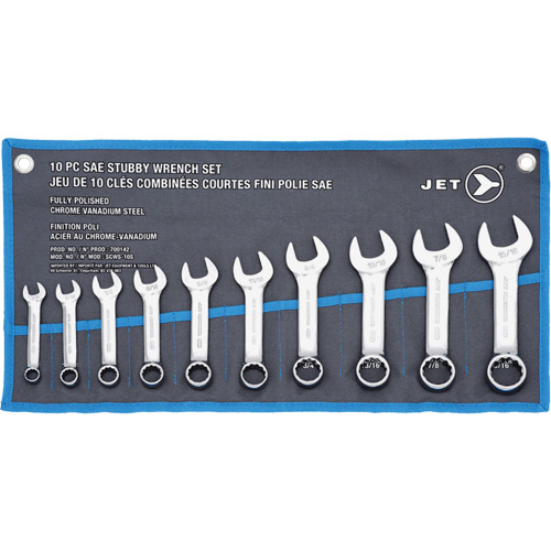SCWS-10S Stubby Wrench Sets, Combination, 10 Pieces, Imperial Planification Entrepots Molloy