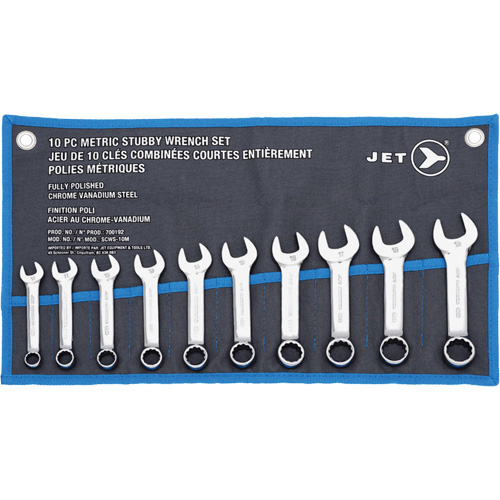 SCWS-10M Stubby Wrench Sets, Combination, 10 Pieces, Metric Planification Entrepots Molloy