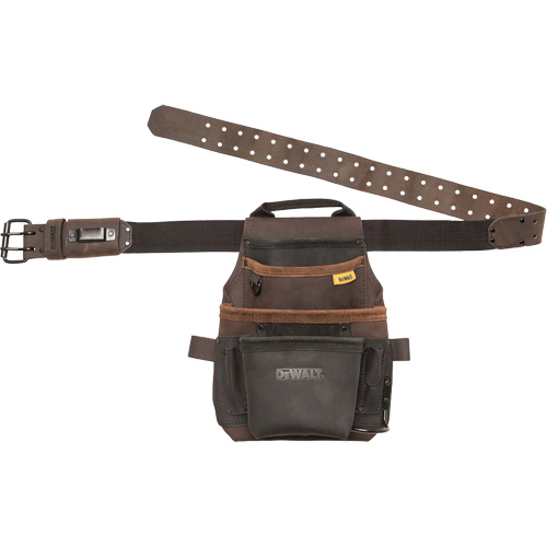 Tool Pouch & Belt, Multiple Tool Holder, Leather, 12 Pockets Planification Entrepots Molloy
