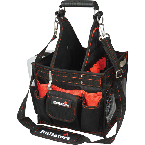 11" Electrical/Maintenance Tool Carrier with Parts Tray, Ballistic Polyester, Black/Red Planification Entrepots Molloy