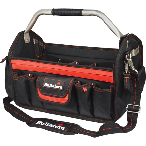 Porte-outils de 18" &agrave; dessus ouvert, Polyester balistique, Noir/Rouge Planification Entrepots Molloy