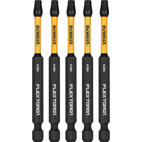 5-Piece FLEXTORQ&reg; Impact Screwdriving Bits, Torx, T-25, 1/4" Drive Planification Entrepots Molloy