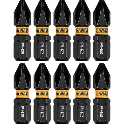 10-Piece FLEXTORQ&reg; Impact Driver Bit Set, Phillips, #2 Tip, 1/4" Drive Size, 1" Length Planification Entrepots Molloy