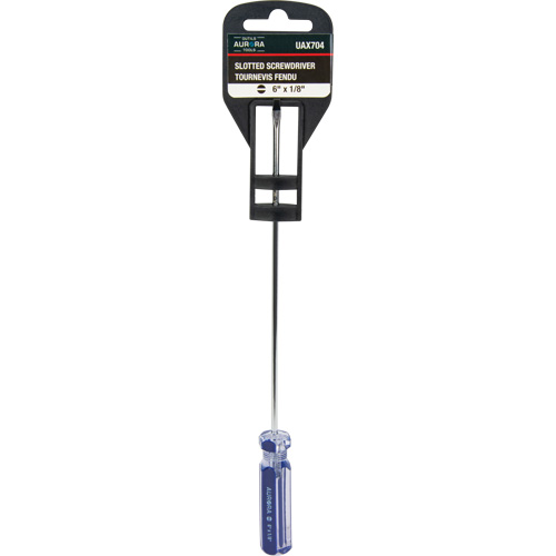 Tournevis &agrave; fente bleu transparent avec bandes, Tige de 1/8", Ronde, Prise en Plastique Planification Entrepots Molloy