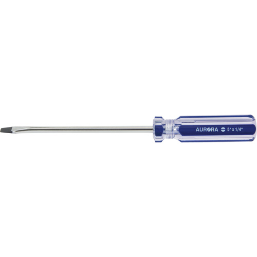 Tournevis &agrave; fente bleu transparent avec bandes, Tige de 1/4", Ronde, Prise en Plastique Planification Entrepots Molloy