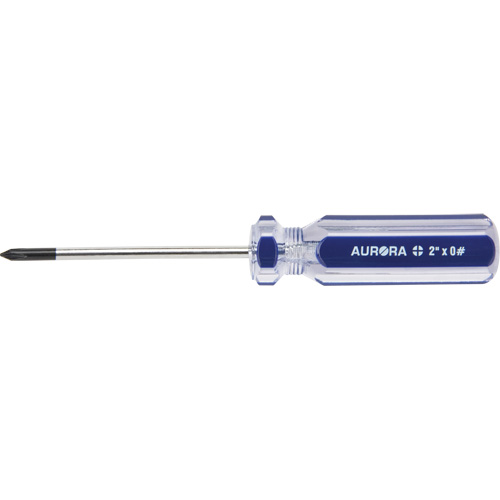 Tournevis Philips bleu transparent avec bandes, #0, Prise Plastique Planification Entrepots Molloy